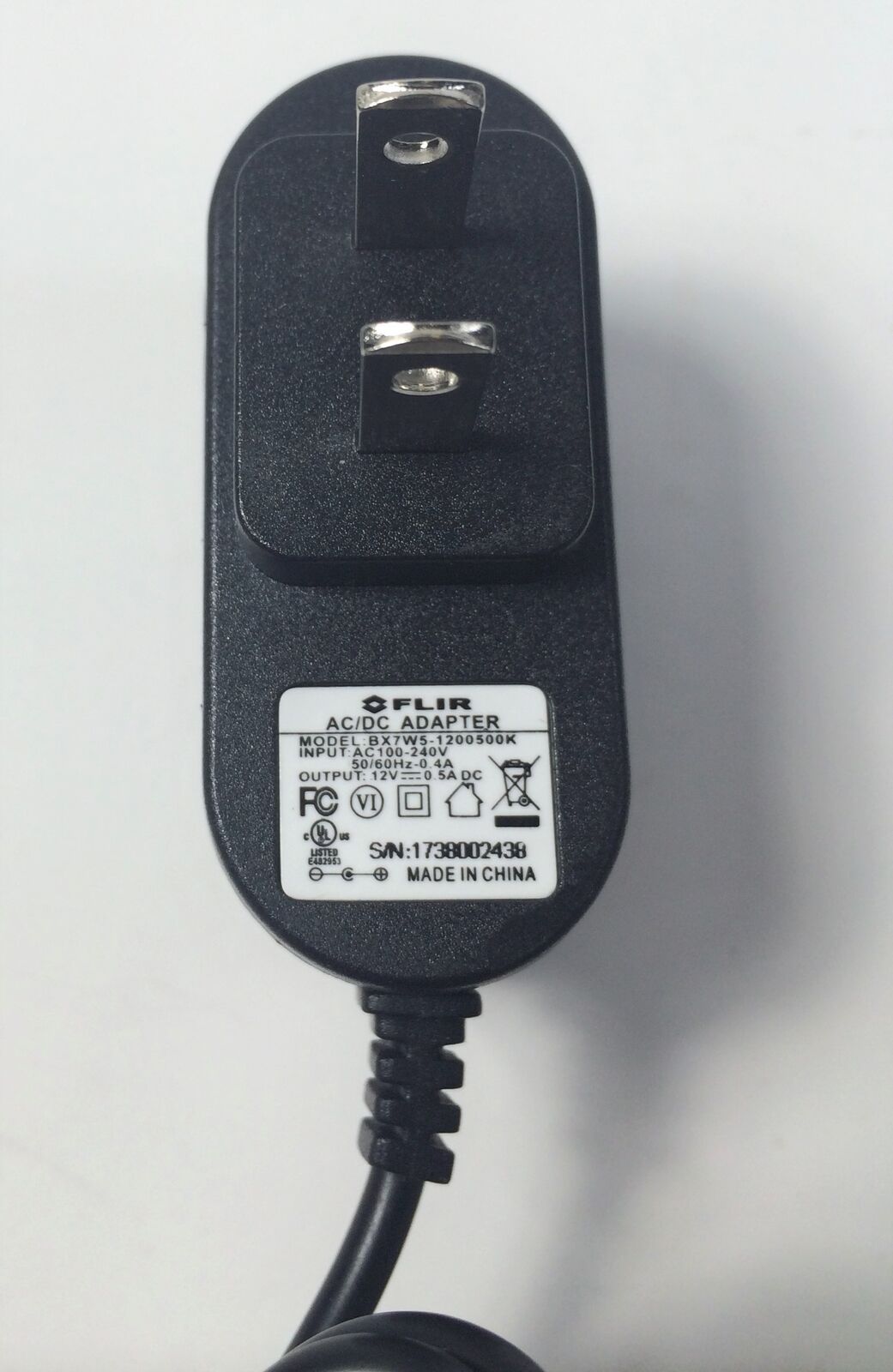 Brand New 12V DC 0.5A AC/DC Adapter For FLIR BX7W5-1200500K Power Supply Cord Specification: Bran